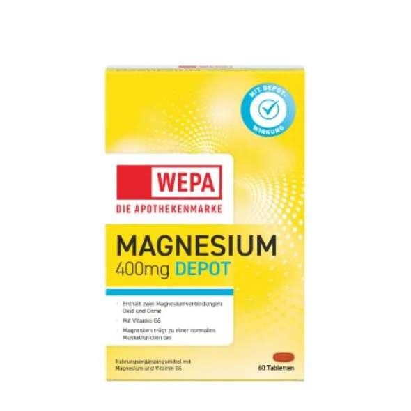 WEPA Magnesium 400 DEPOT+B6 Tabletten 60 St