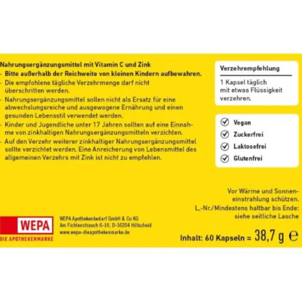WEPA Vitamin C+Zink Kapseln 60 St